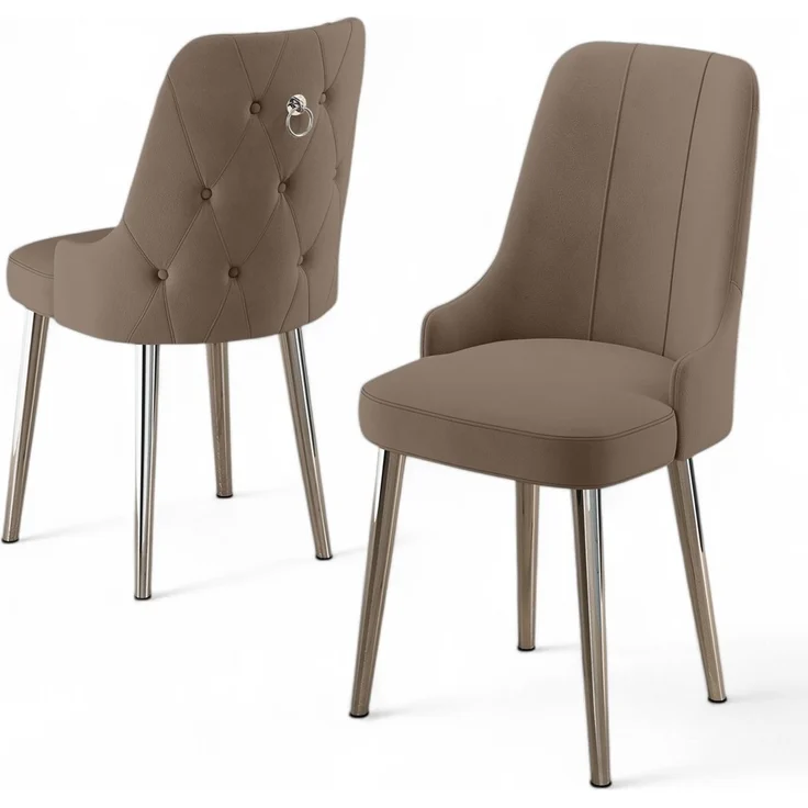 Skye Decor 'Newa - Cappuccino, Chrome' Stuhlset (2-teilig), Cappuccino / Chrom, 46 x 94 x 46 cm – Bild 2