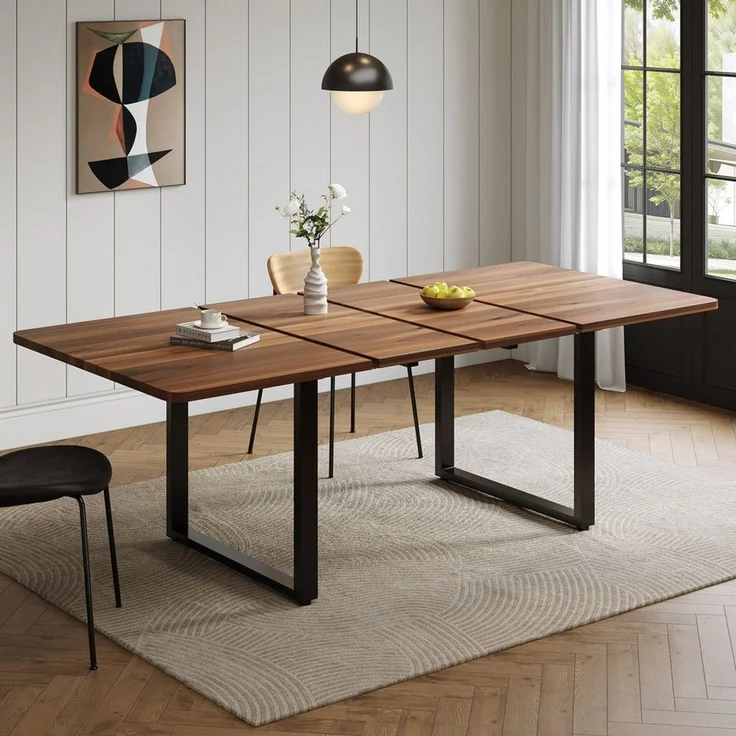Celya Esstisch Ausziehbarer Tisch mit 3 Längen, 140/180/220*80 cm (rechte Form, Metallbeine,einfacher Stil für 6-10 Personen) – Bild 1