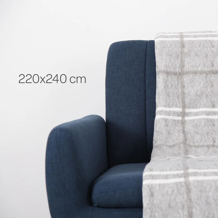 Kuscheldecke ( Grau ) XXL - 220x240cm - hochwertige Fleecedecke, große weiche Wohndecke Karo Muster - kuschelig weich – Bild 2