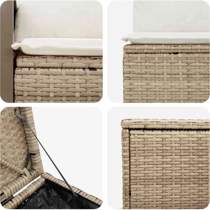 vidaXL Sofa Set 5 stk. Beige und Cremeweiß Polyrattan und Stahl 3447966 – Bild 6