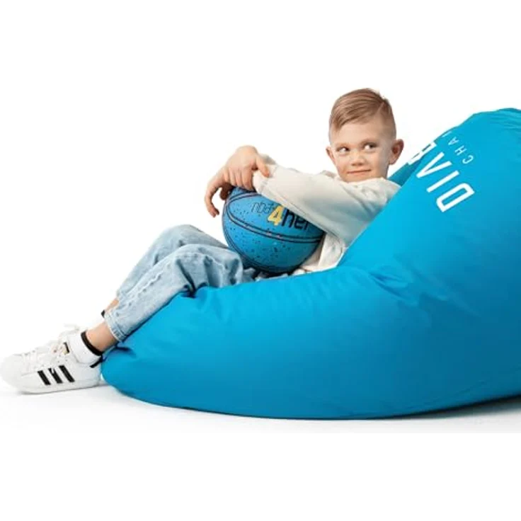 Diablo Kinder-Pouf, Craft Edition, ergonomischer Sitz, mit Granulatfüllung, strapazierfähiges Cordura, wasserdicht, leicht und kompakt, Spielmuster, Maße 80 x 110 x 80 cm, Blau – Bild 5
