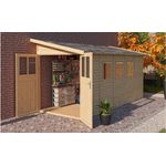 Anlehnhaus Wandlitz 5 - 181x442 cm, 19 mm Holz naturbelassen, Karibu