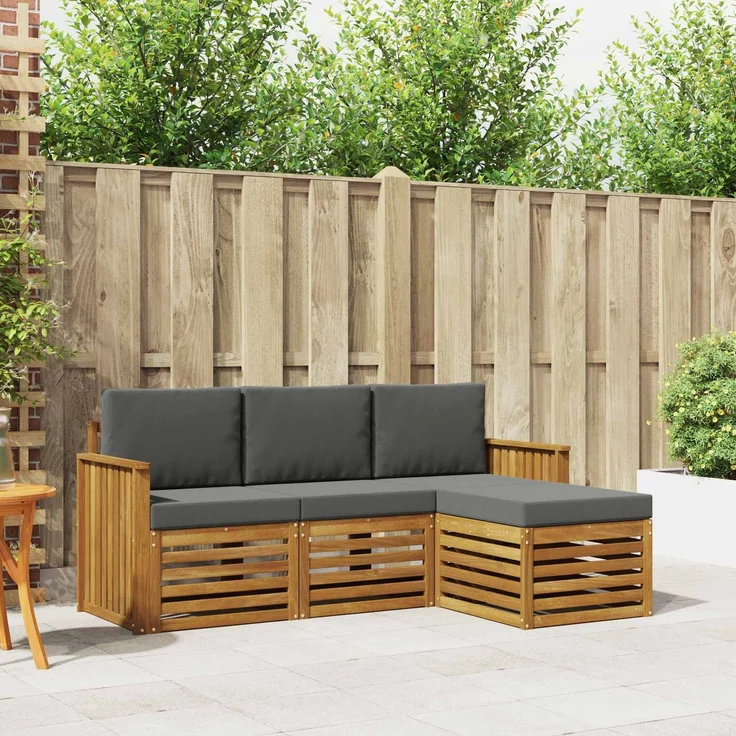 vidaXL Outdoor-Sofagarnitur 4 stk. 4-Sitzer Natur und Anthrazit 3374607 – Bild 1