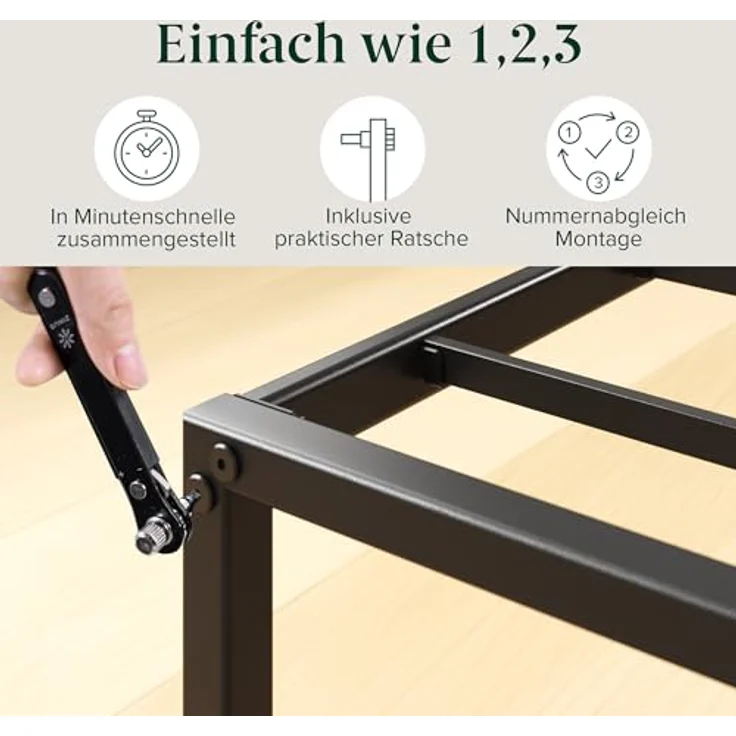 ZINUS Lorelai Plattformbett aus Metall, 36 cm | Stahllattenrost | Für Erwachsene, Kinder, Jugendliche | Stauraum unter dem Bett | Einfache Montage | 90x200 cm | Schwarz – Bild 9