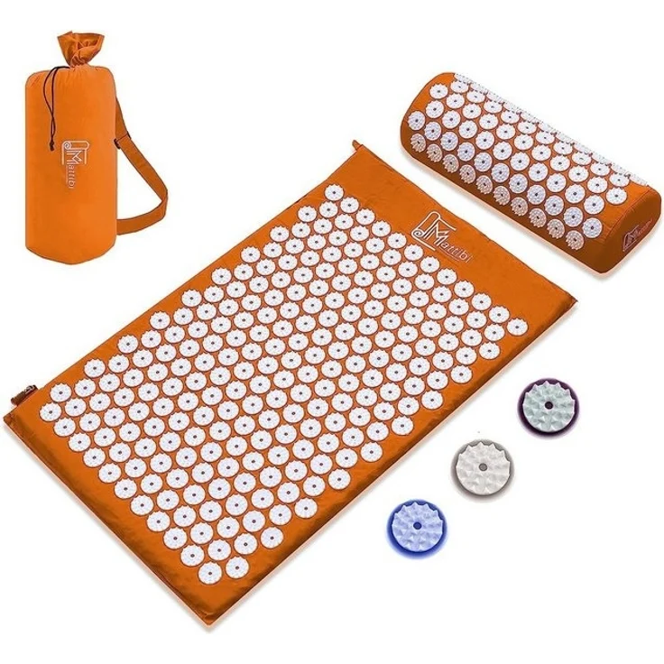 Montegoni Akupressurmatte mit Kissen für Massage & Schmerzlinderung, Shakti Matte Original (mit Praktische Tragetasche, Akupressur Set für Entspannung, Stimulation und Meditation), Stimulierende Spitzen, Entspannung, Schmerzlinderung – Bild 4