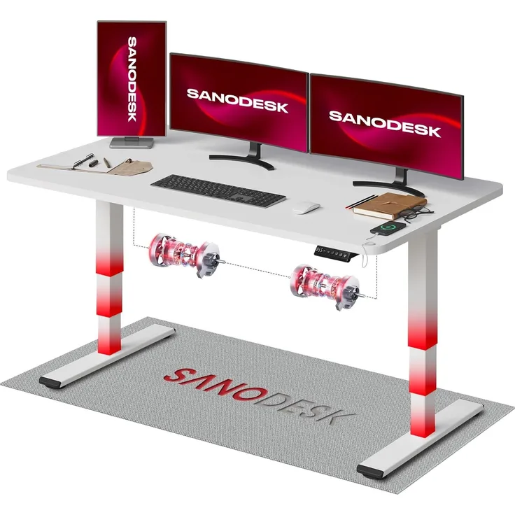 SANODESK EC4 Höhenverstellbarer Schreibtisch (160x80 cm) mit 2 Motoren Elektrisch Schreibtisch Plus 3-Fach-Teleskop, mit Memory-Steuerung - Stehtisch