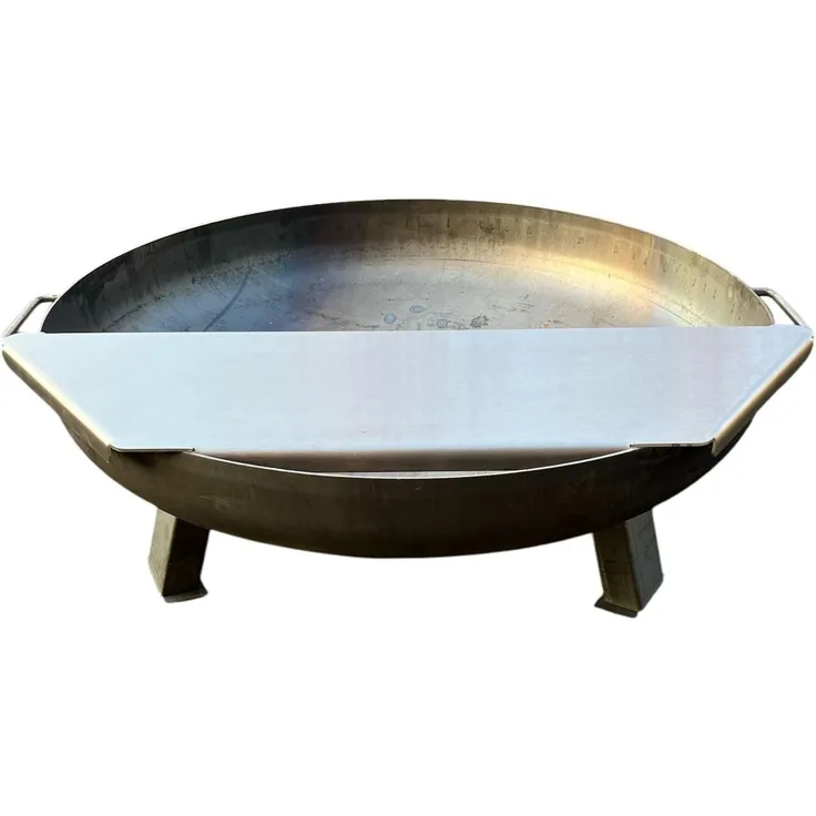 SOUK ONE Feuerplatte Plancha Feuerplatte aus Edelstahl 4mm, Grillplatte passend für Feuertonne 60 cm (Lieferung ohne Feuerschale)