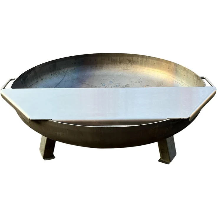 SOUK ONE Feuerplatte Plancha Feuerplatte aus Edelstahl 4mm, Grillplatte passend für Feuertonne 60 cm (Lieferung ohne Feuerschale)