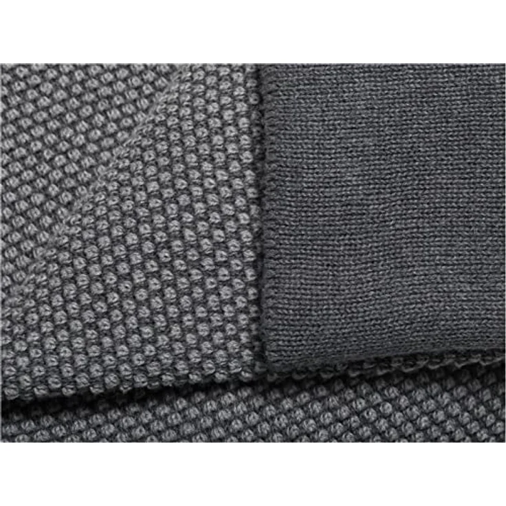 Bio Kuscheldecke für Erwachsene 100% Bio-Baumwolle (kbA) GOTS zertifiziert, Dunkelgrau Melange, 150x200 cm – Bild 5