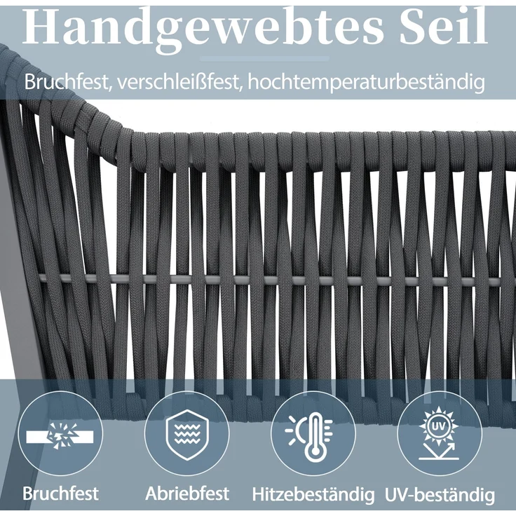 Merax Gartenmöbel-Set für 6 Personen, Eisen / Polyester grau, 243,5x186x80 cm – Bild 6