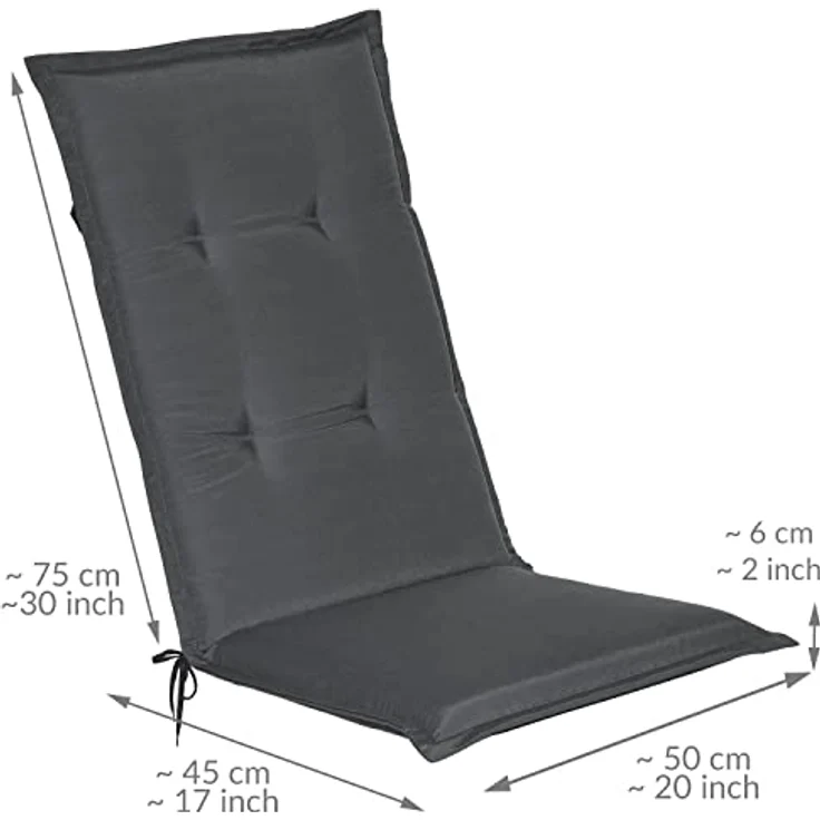 Beautissu 4er Set Hochlehner Auflagen Loft HL 120 x 50 x 6 cm Graphitgrau – Bild 4