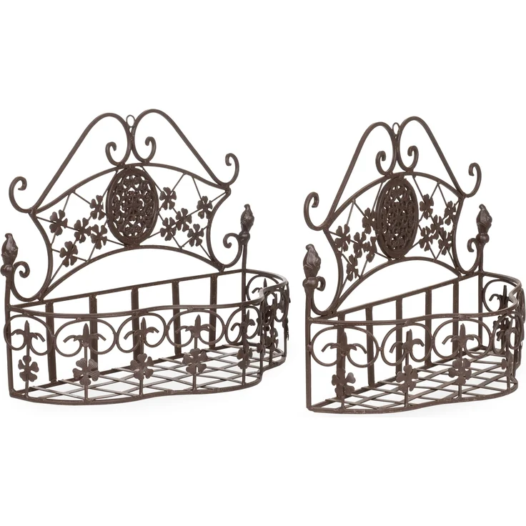 Pflanzkörbe Metall Wandkörbe 2er Set Paar Pflanzkorb Landhausstil Shabby – Bild 6