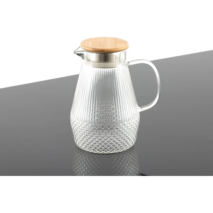 Hanseküche Wasserkaraffe Glaskaraffe, (Glas-Wasserkaraffe mit Deckel, 1-tlg, Tropffreie Ausgießer - Robuste Teekanne), mit 50% erhöhter Glasdicke für Heiß- & Kaltgetränke – Bild 1