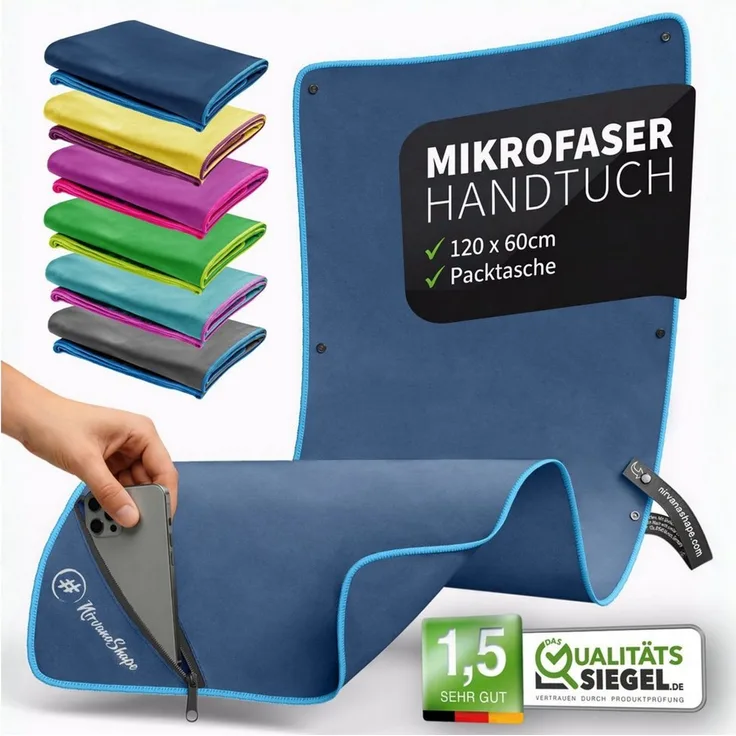 NirvanaShape Sporthandtuch Mikrofaser Handtuch, Microfaser Handtücher als Reisehandtuch, saugfähig, leicht, schnelltrocknend, für Reisen, Fitness, Yoga, Sauna