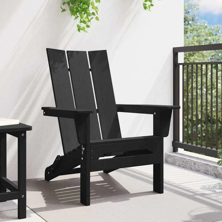 vidaXL Klappbarer Adirondack-Stuhl Schwarz 80,5 x 74,5 x 92 cm HDPE 42006619 – Bild 2