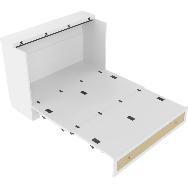 Bett 140x200 cm mit Schrankfunktion und Stauraum – Weiß, mit USB und Regal – Bild 10