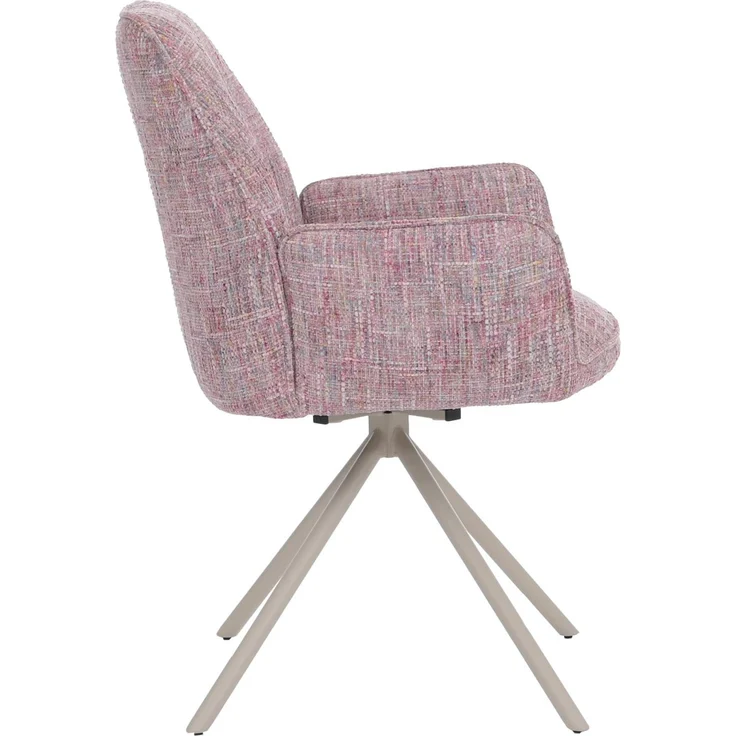 6er-Set Esszimmerstuhl HWC-G67, drehbar Auto-Position Metall Chenille (410g/m²) ~ Gestell creme, rosa – Bild 8