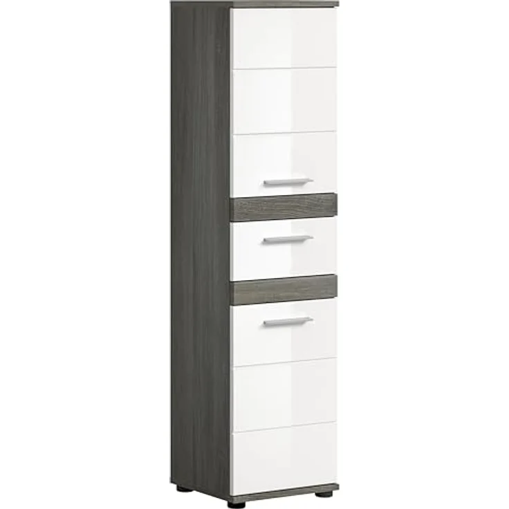 Midischrank Blake - Rauchsilber / Weiß Hochglanz – Bild 2