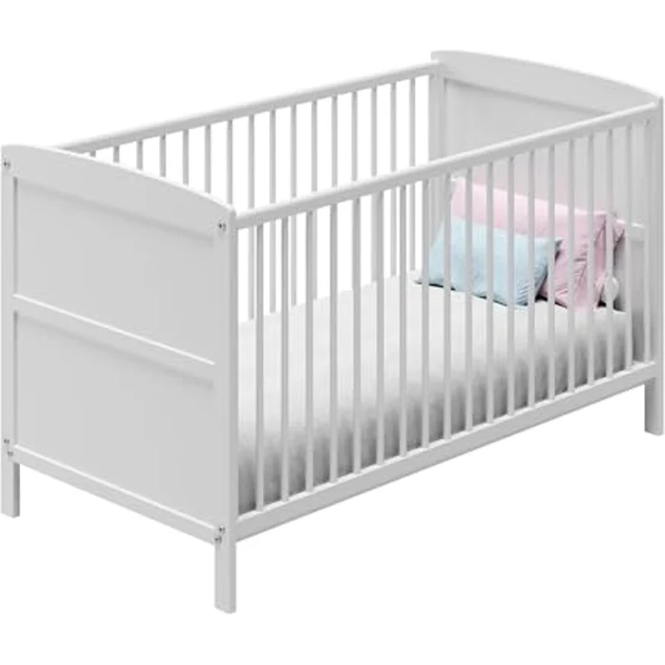 Kids Collective Babybett Kinderbett 60x120/70x140 cm umbaubar zu höhenverstellbares Lattenrost, 60x120 cm, Weiß mit Matratze von Geburt bis 3. Lebensjahr – Bild 6
