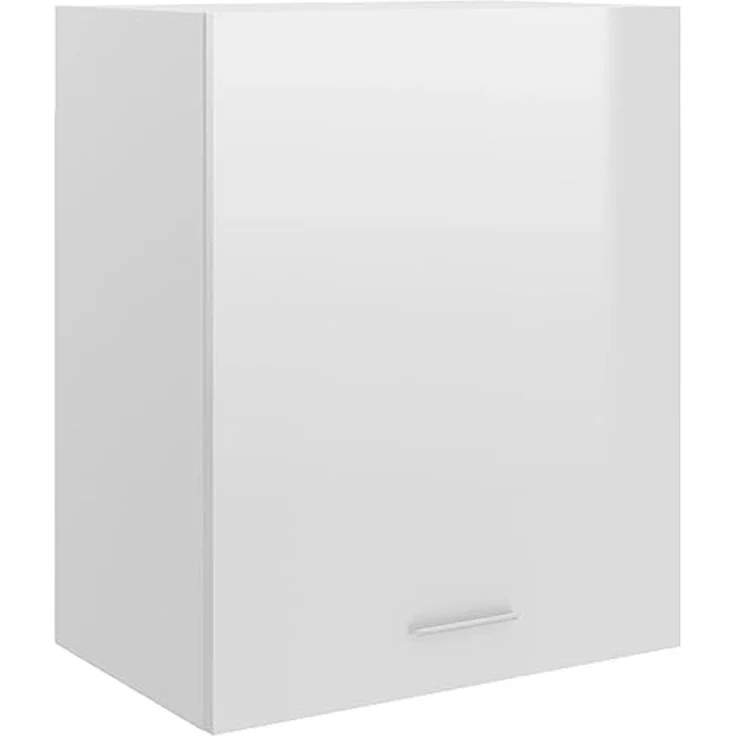 vidaXL Hängeschrank 2 Regalböden Küche Schrank Einbauküche Küchenzeile Küchenmöbel Oberschrank Küchenschrank Hochglanz-Weiß 50 x 31 x 60 cm Holzwerkstoff – Bild 1