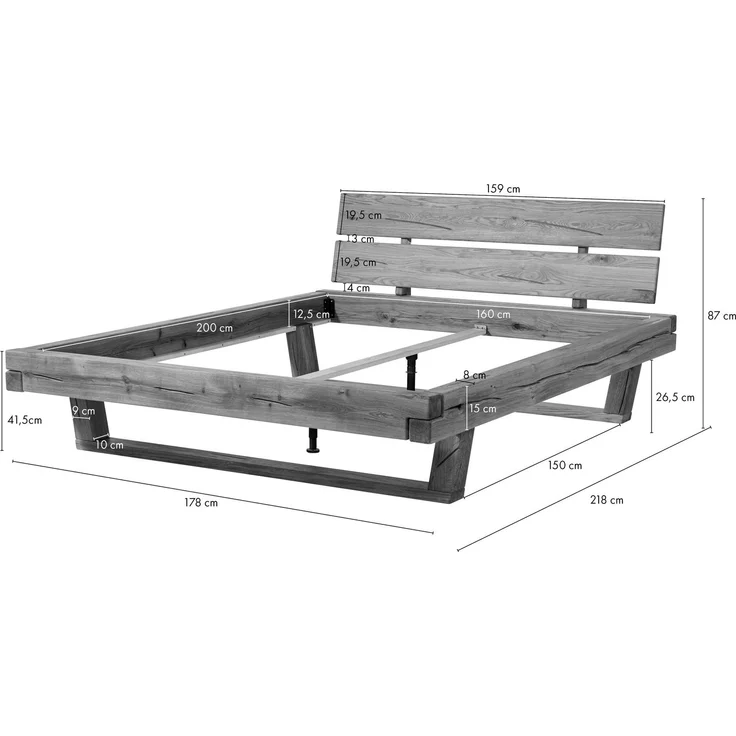 Bett Eiche 160x200x87 natur geölt BREGENZ #102 – Bild 8