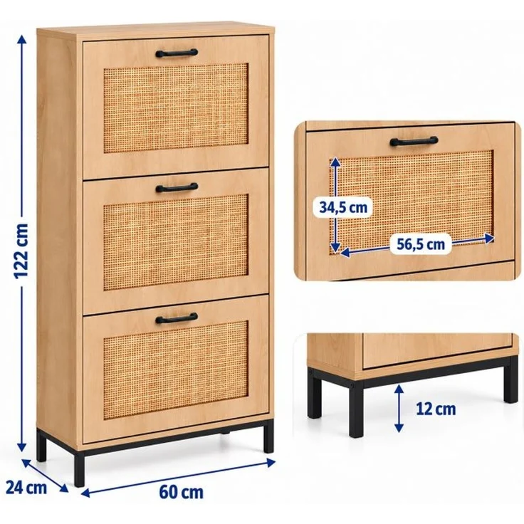 Relaxdays Schuhschrank Kipper Rattan – Bild 4