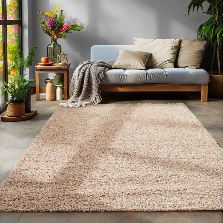 SIMPEX24 Teppich Unicolor - Einfarbig, Rund, Höhe: 30 mm, Einfarbig Shaggy Teppich Wohnzimmer Langflor Versch. Farben und Größen – Bild 5