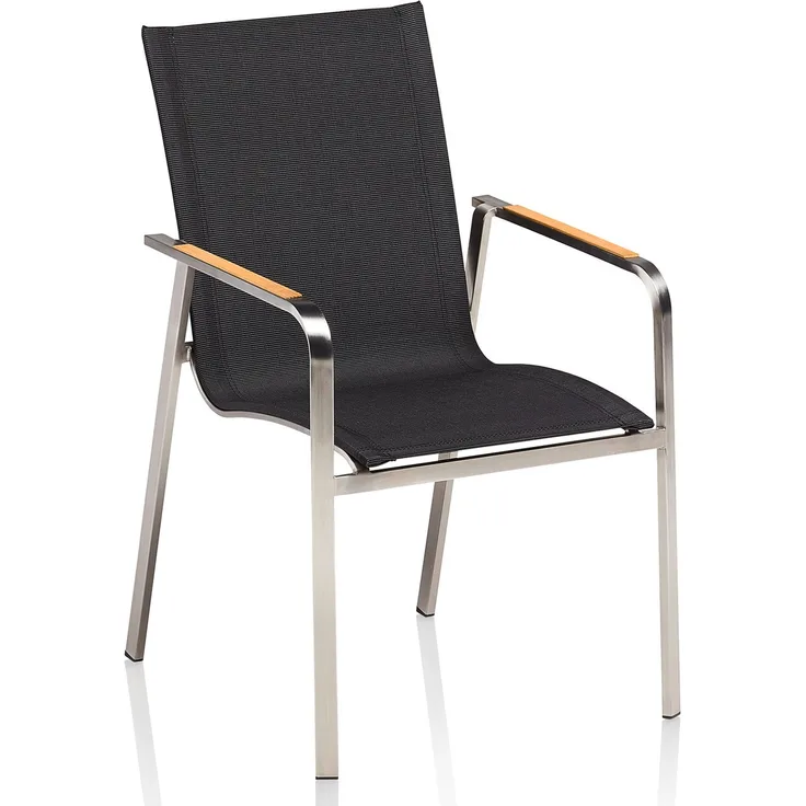 Kettler Edelstahl Diamond Stapelsessel Garten Teak Armlehne