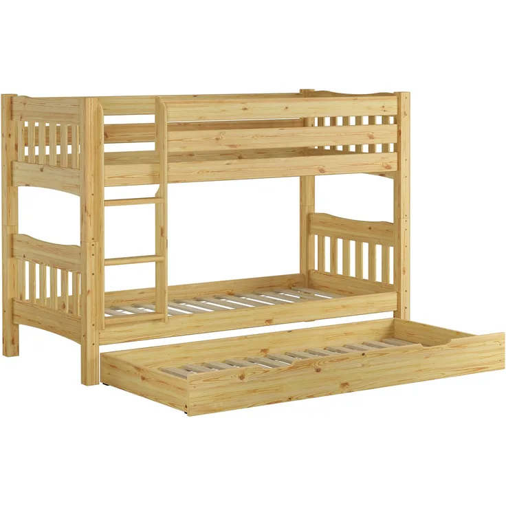 Etagenbett Kiefer massiv mit Rollroste u Gästebettkasten Kinderetagenbett 60.15-09 Ni70 S7