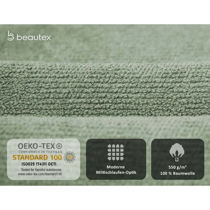 Beautex Handtuch Set Handtuch Set, Made in Europe, Frottier (Multischlaufen-Optik, Frottier Premium Set aus 100% Baumwolle 550g/m) – Bild 3