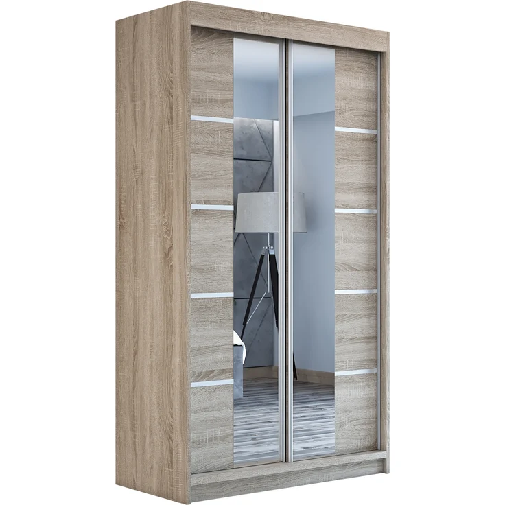 Schwebetürenschrank ERA 2-türig Schrank 120 cm (mit Spiegel) Farbe: Sonoma – Bild 1