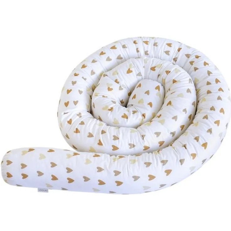 Loolay Nestchenschlange Herz BEIGE BRAUN Baumwolle Multifunktion Bettschlange Stoffschlange, (Bettumrandung Krabbeldecke Babybett Umrandung Schlange Bett Kopfschutz, Zierkissen Bettrolle Dekokissen Zugluftstopper - Super GESCHENK), LOOLAY® - 100% Europ... – Bild 4