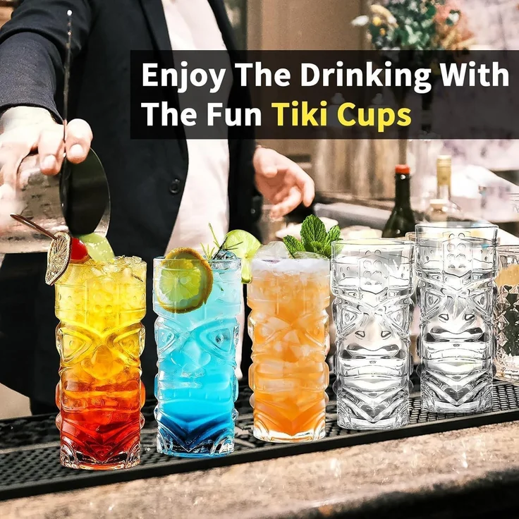 INFTYLE Kunststoff Tiki Becher 18 Oz - 8er Pack - Party Cocktails Limonade – Bild 6