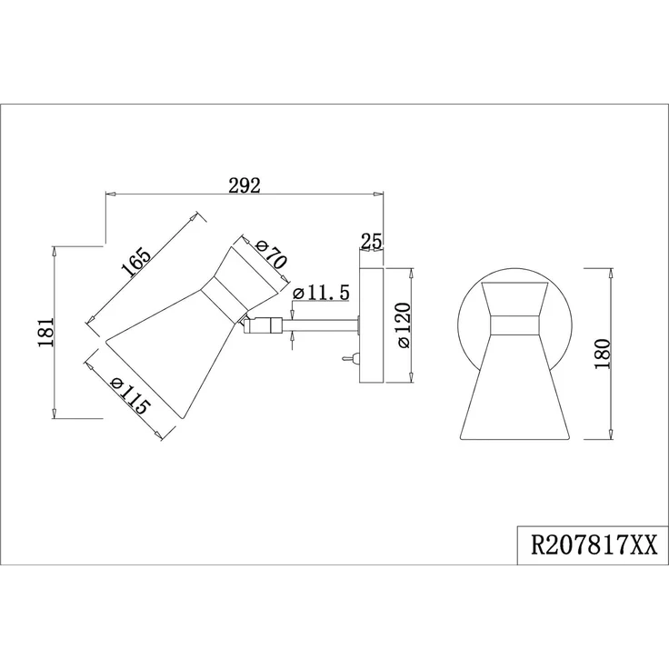 Wandstrahler ENZO Retro Weiß mit Schalter & Stecker, Breite 12cm – Bild 11