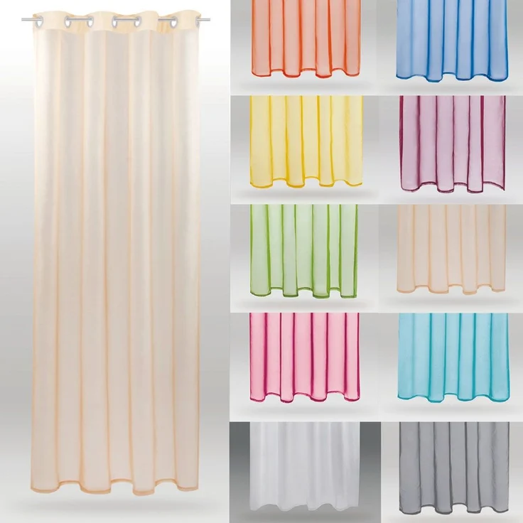 Gardine mit Ösen, Transparent Voile 140 x 145cm ( Breite x Länge ) in beige - nude, Ösenschal in vielen weiteren Farben und Größen – Bild 2