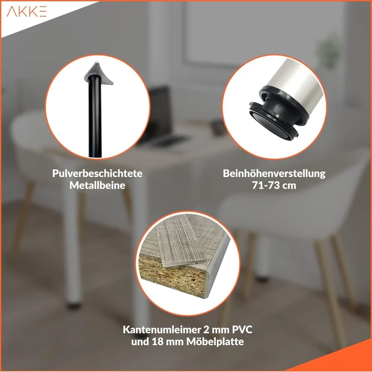 AKKE Esstisch, Esszimmertisch mit schwarzen Beinen Küchentisch Bürotisch 2mm PVC – Bild 8