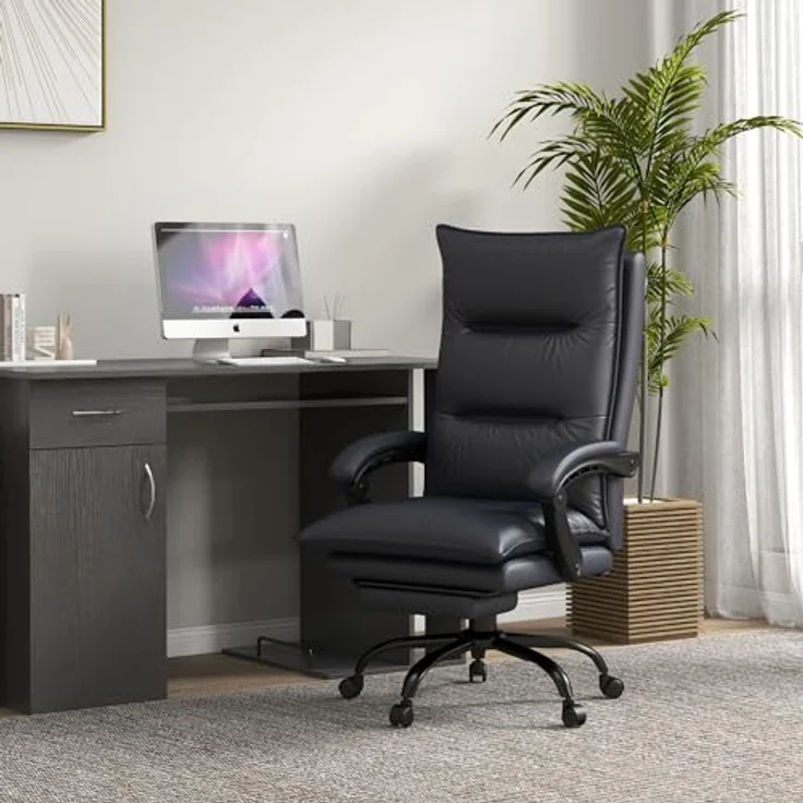 Vinsetto Massage-Bürostuhl mit Heizfunktion und Fußstütze, ergonomischer Gaming Stuhl mit 6 Vibrationsmassagepunkten und 5 Massagemodi, schwarz – Bild 9