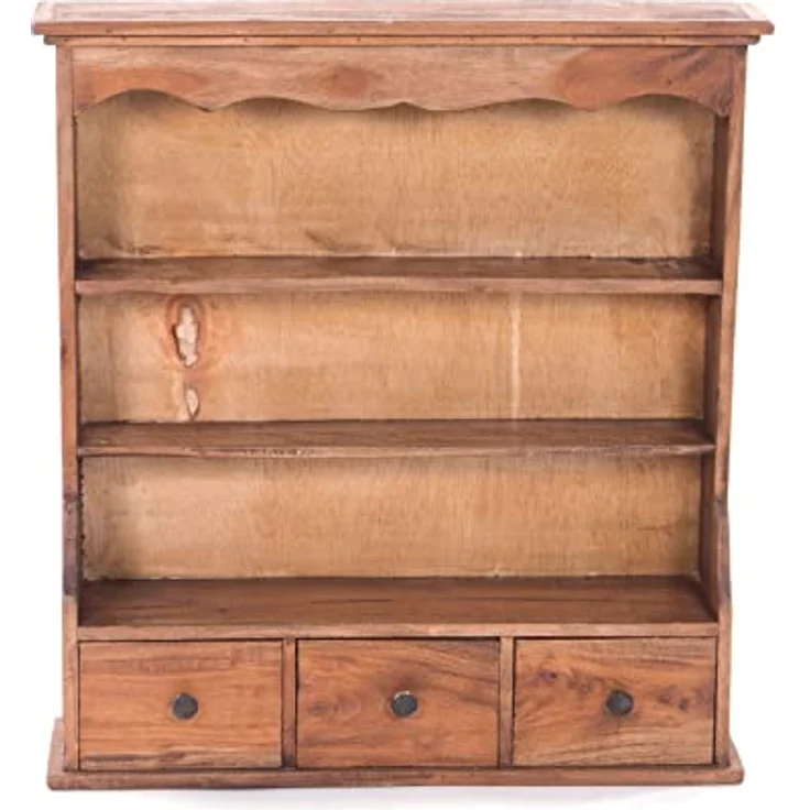 DESIGN DELIGHTS Wandregal Nelia, handgefertigt aus Holz, Natur, 62x67x15 cm, 3 Ablagemöglichkeiten, ideal für Wohnzimmer und Küche – Bild 3