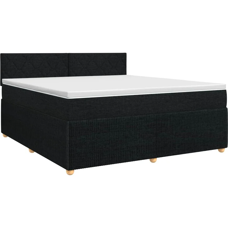 vidaXL Boxspringbett mit Matratze Schwarz 140 x 190 cm Stoff 3451470 – Bild 2