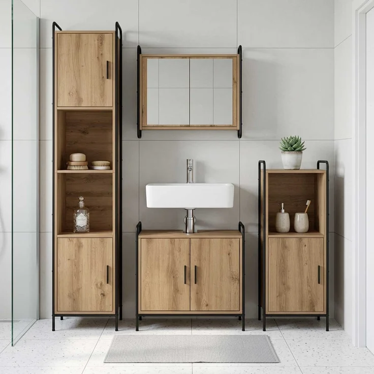 vidaXL Badezimmerschrank-Set 4 stk. Artisan-Eiche 40 x 36 x 181 cm 3444596 – Bild 1