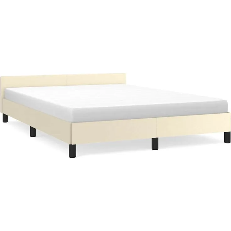 Doppelbett, Bettgestell Modernen mit Kopfteil ohne Matratze Creme 140x190 cm d940e
