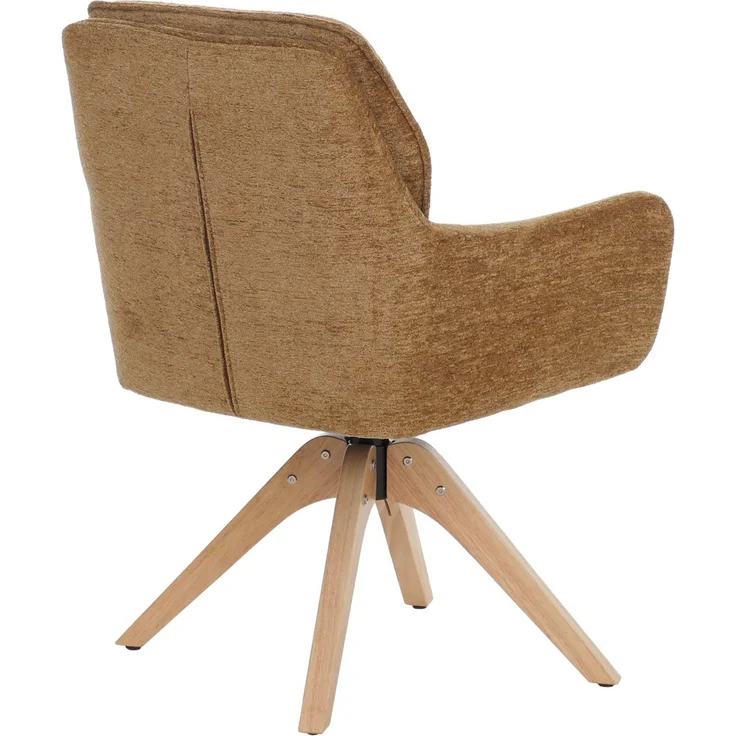 2er-Set Esszimmerstuhl HWC-Q37, Küchenstuhl drehbar Auto-Return, Stoff (680g/m²) Chenille Öko-Tex Holz MVG ~ senfgelb – Bild 6