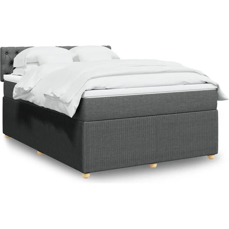 vidaXL Boxspringbett mit Matratze Dunkelgrau 140x200 cm Stoff 3289787 – Bild 1