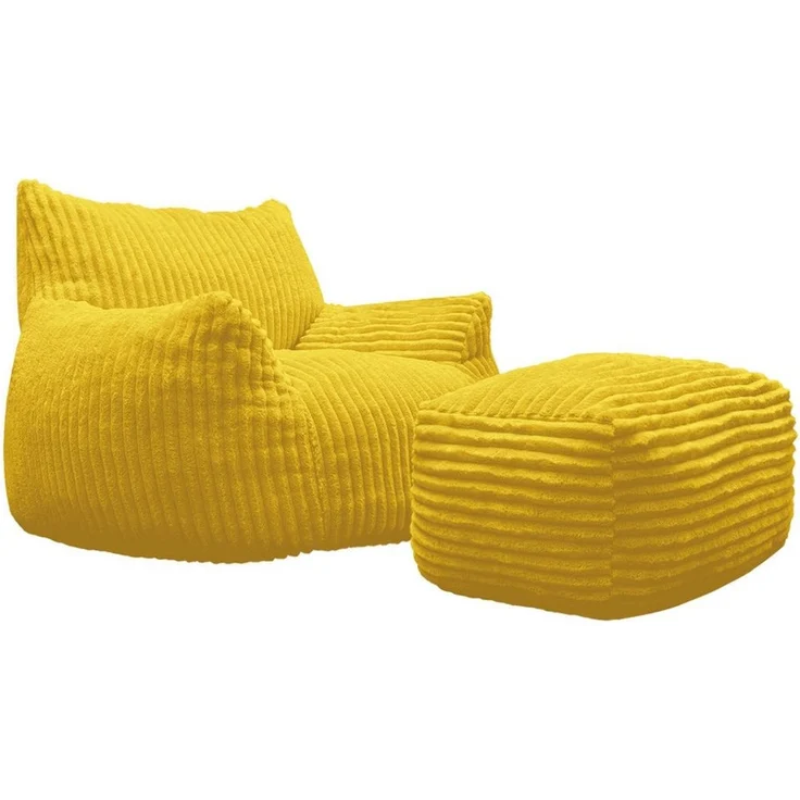 HTI-Living Loungesessel Softsessel Adina mit Hocker Gelb Sitzsack Bodensessel 103 x 70 x 90 cm (Set, 2-St), gemütliche Sitzhöhe – Bild 2