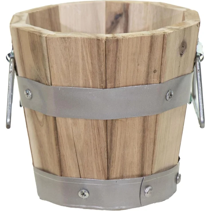 colourliving Pflanzkübel Pflanztopf rund mit Griffen, FSC Akazienholz, Blumenkästen aus Holz, integriertes Entwässerungsloch, metallverstärkte Konstruktion – Bild 1