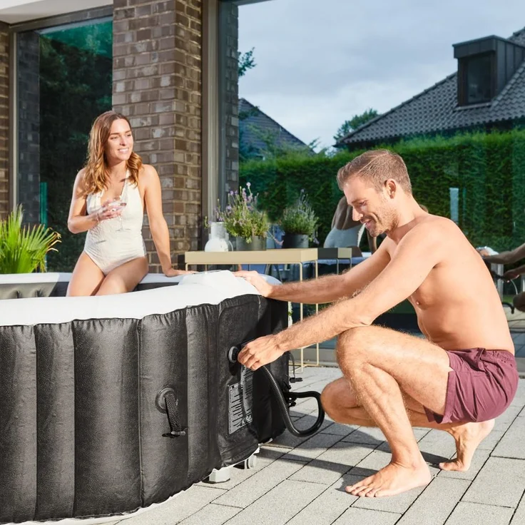 HOME DELUXE Outdoor Whirlpool DROP inkl. Kissen, Getränkehalter und Sonnendach - ⌀185 cm Schwarz – Bild 5