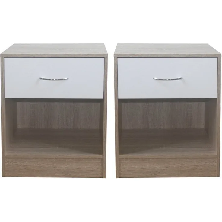 HTI-Living Nachtschrank Nachtschrank 2er Set Thekla Sonoma/Weiß (Set, 2-St, 2 Nachtschränke) Nachttisch Nachtkommode