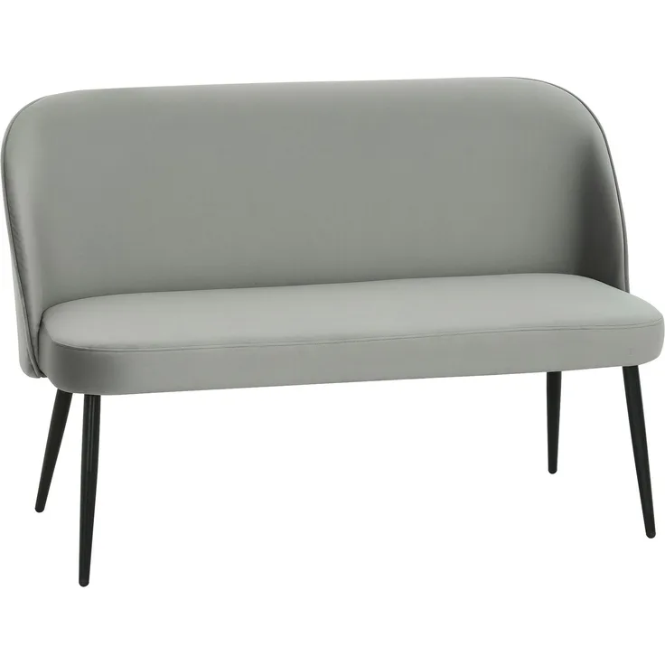 2-Sitzer-Sofa, moderne Polstercouch mit Metall- und Holzrahmen, samtartiger Stoffbezug, Grau--Grau--127x63x84.5cm--YOUDENOVA