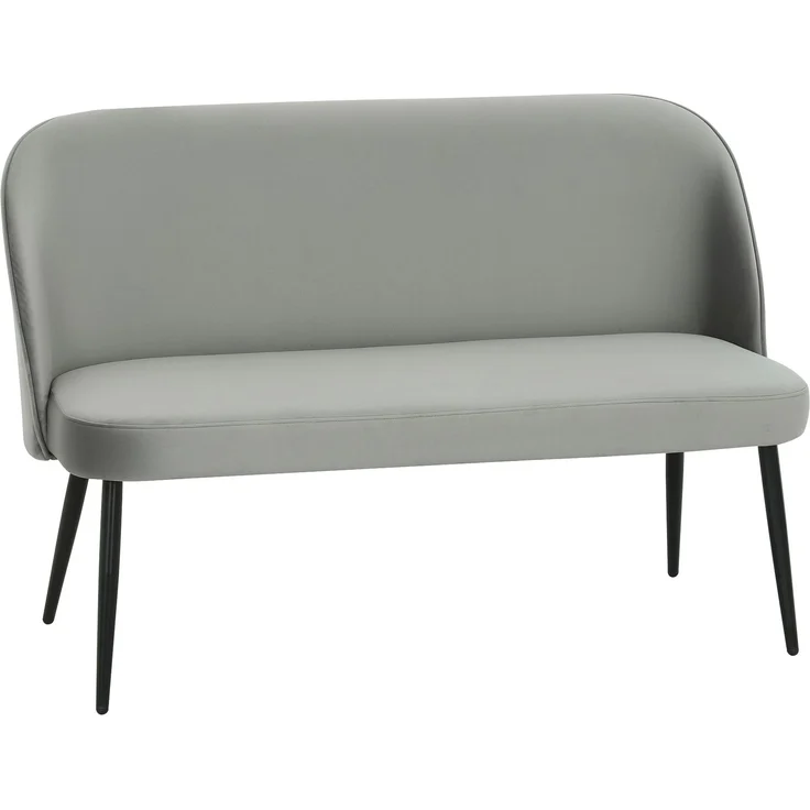 2-Sitzer-Sofa, moderne Polstercouch mit Metall- und Holzrahmen, samtartiger Stoffbezug, Grau--Grau--127x63x84.5cm--YOUDENOVA – Bild 1