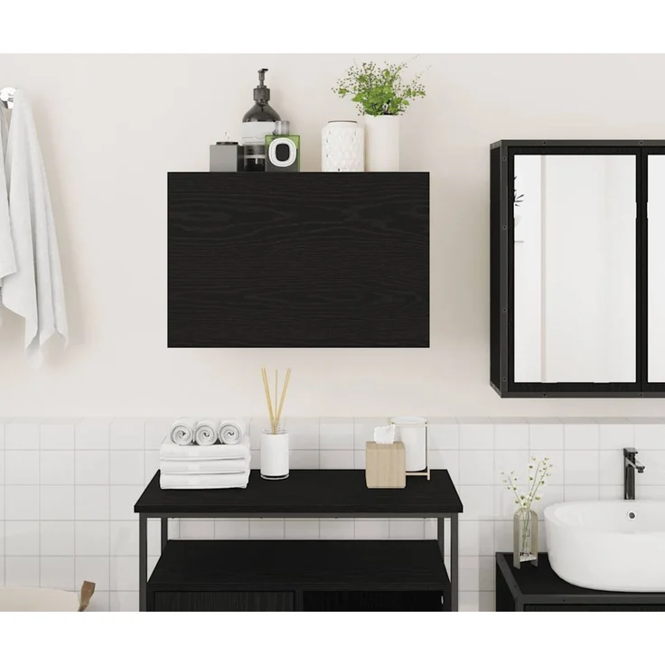 vidaXL Bad-Wandschrank Schwarz 60x25x40 cm Holzwerkstoff 860068 – Bild 3
